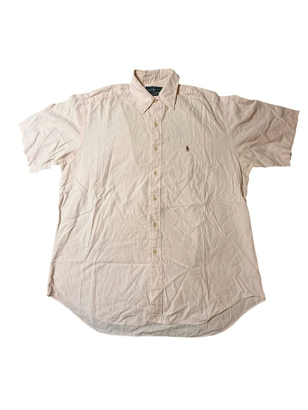 Polo Ralph Lauren Mens Large Pink Short Sleeve Button Down Oxford Shirt Pony L